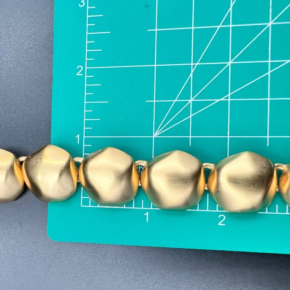 Anne Klein Vintage Gold Tone Chunky Nugget Toggle Choker Necklace Minimalist 90s
